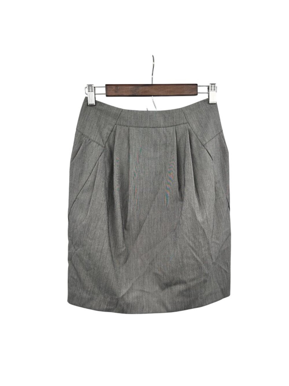 Worthington Pencil Skirt Pleated Front Gray Pockets Size 2P